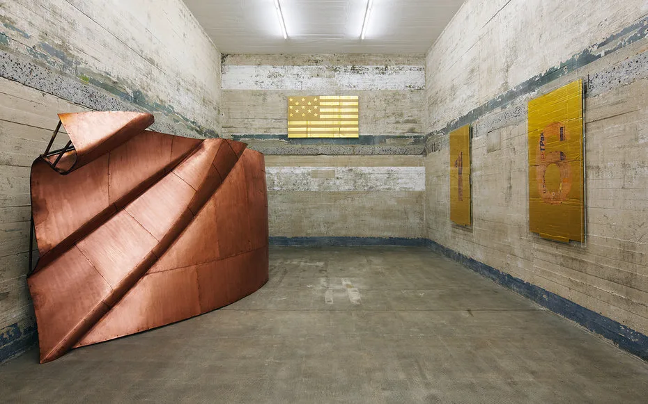 Contemporary artist installing work at the Boros Collection