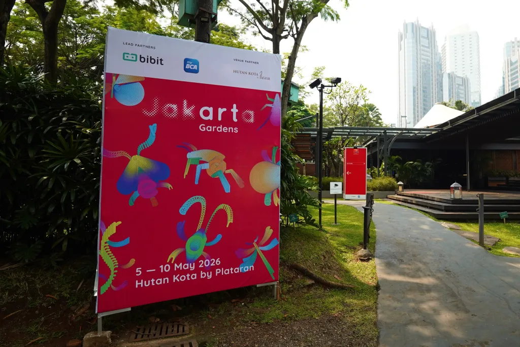 Art Jakarta Gardens 2026 entrance at Hutan Kota by Plataran, Jakarta